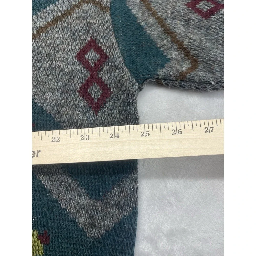 Fiii Sweater Men XL Brown Geometric Crew Neck Wool Acrylic Blend Pullover Italy